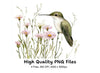 Hummingbird and Wildflowers Clipart Bundle