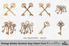 Vintage Golden Skeleton Keys Clipart Bundle