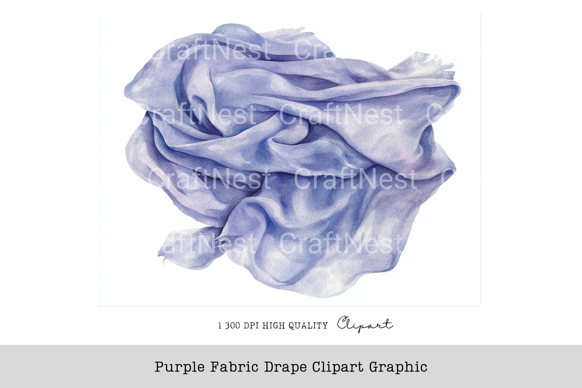 Purple Fabric Drape Graphic Clipart Bundle