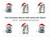 Christmas Mice with Santa Hats Clipart Bundle