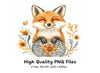 Happy Fox in Floral Egg Clipart Bundle