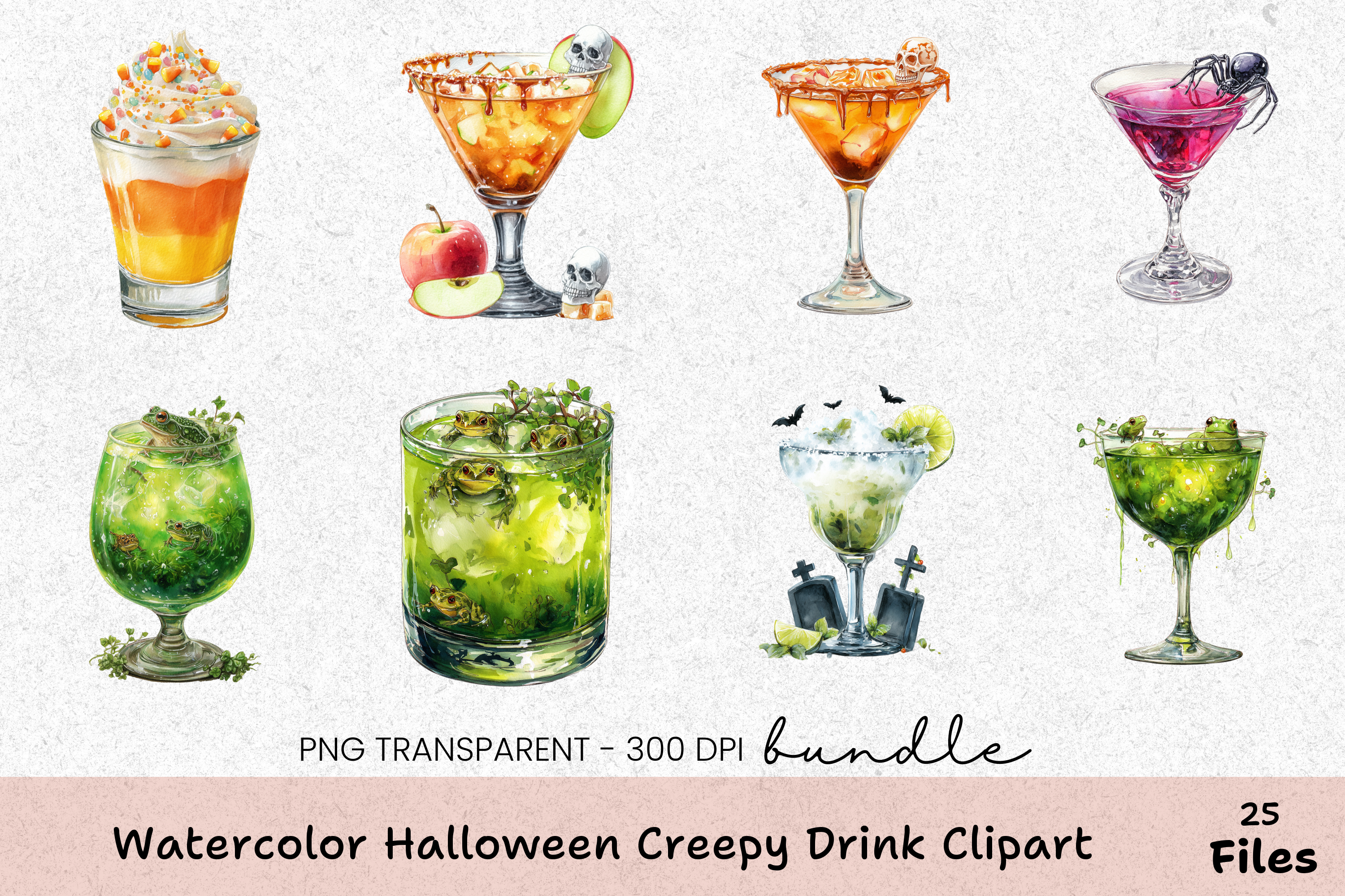 Halloween Creepy Drink Clipart Bundle