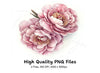 Elegant Pink Peony Clipart Bundle