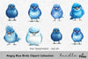 Angry Blue Birds Clipart Bundle