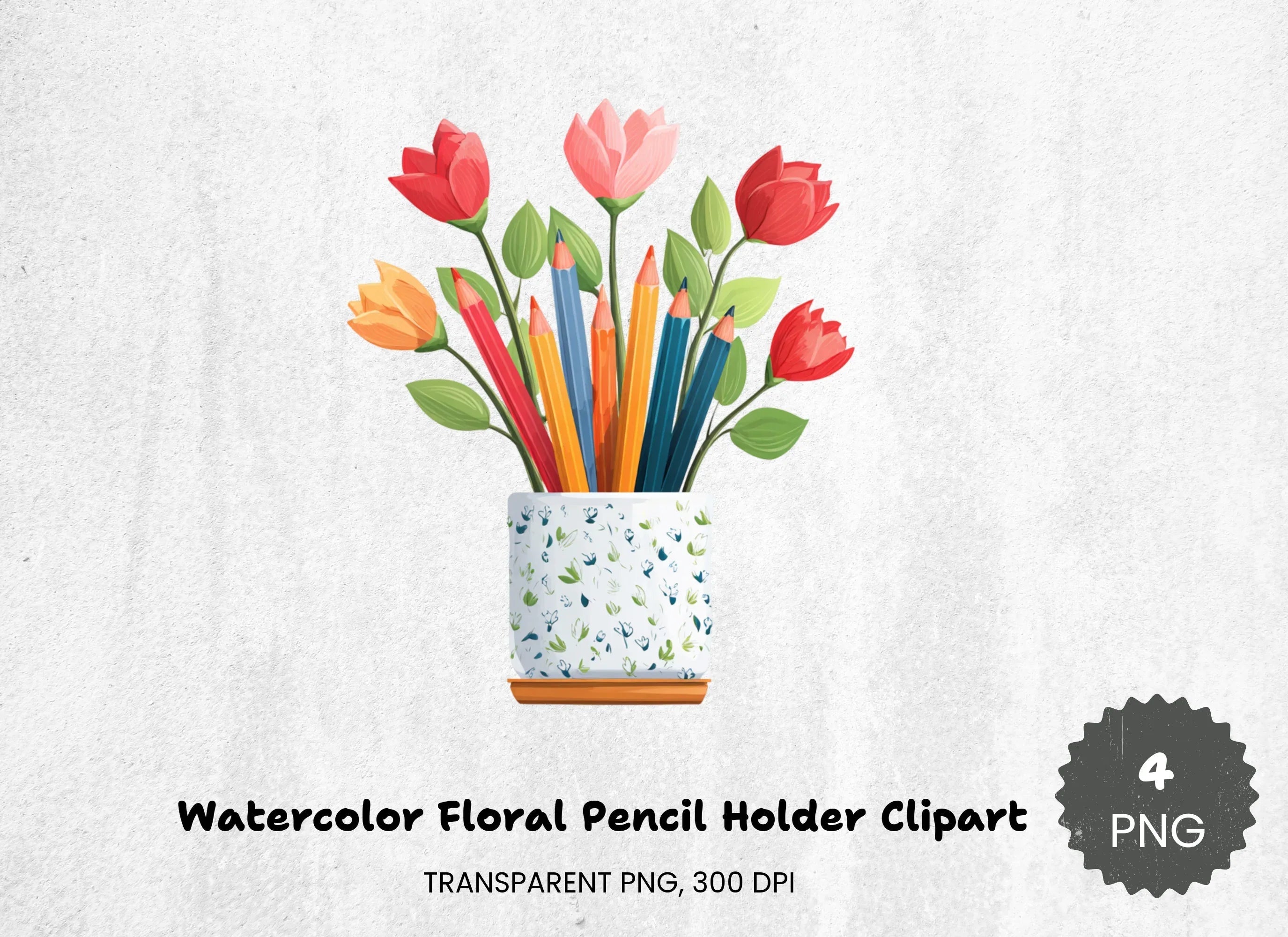 Floral Pencil Holder Clipart Bundle - CraftNest - Digital Crafting and Art