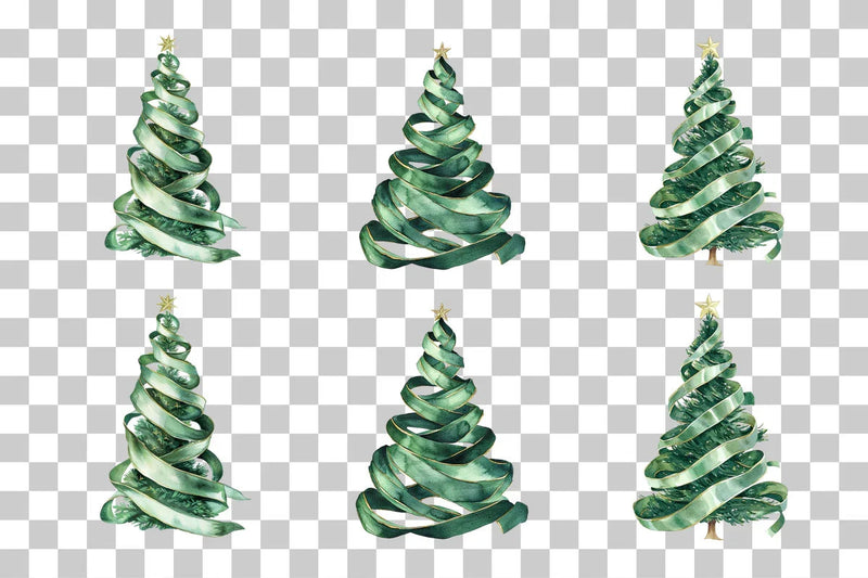 Ribbon Spiral Christmas Tree Clipart Bundle - CraftNest - Digital Crafting and Art