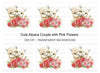 Cute Alpaca Couple with Pink Flowers Clipart Bundle