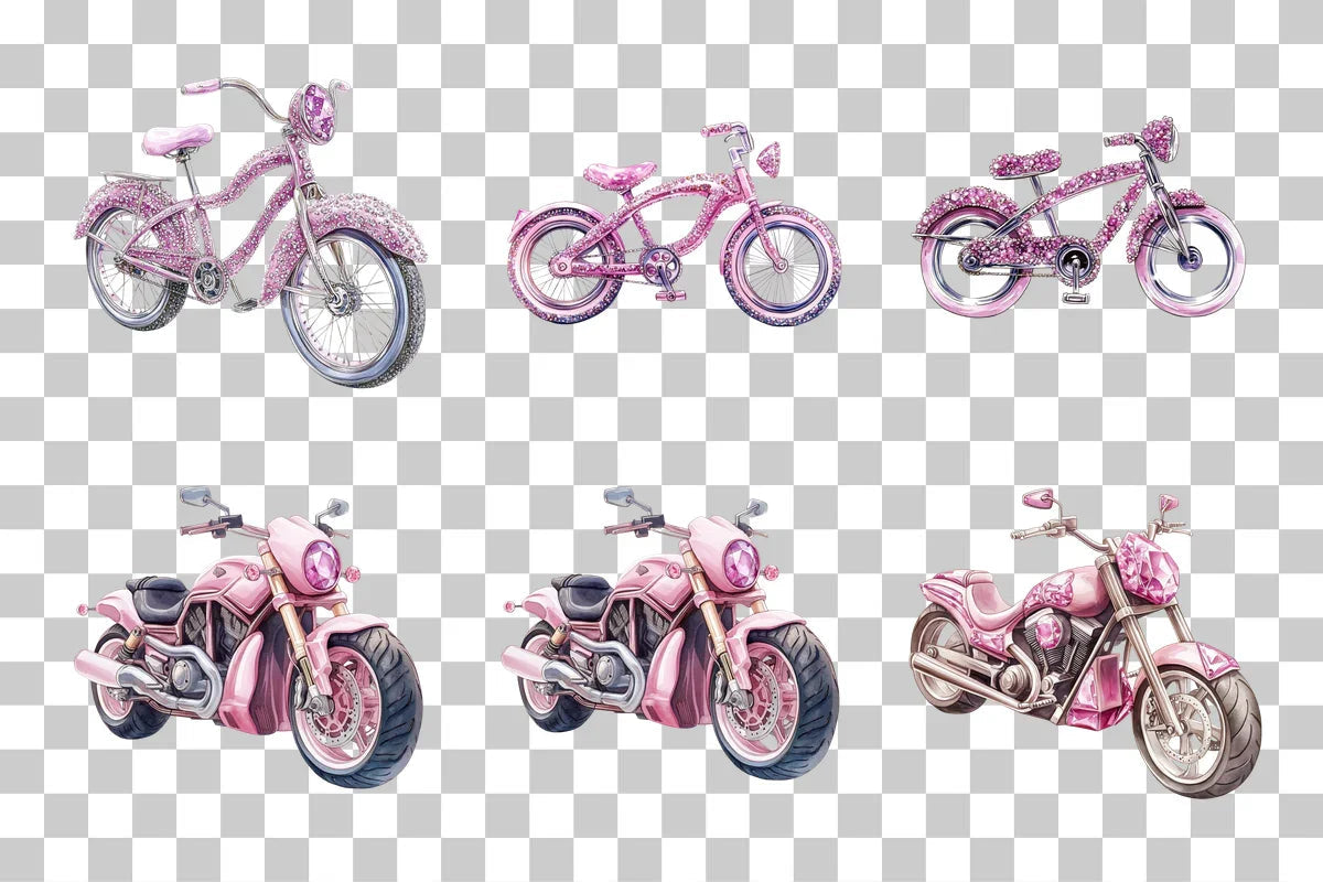 Pink Gem Motorcycle Clipart Bundle - CraftNest - Digital Crafting and Art