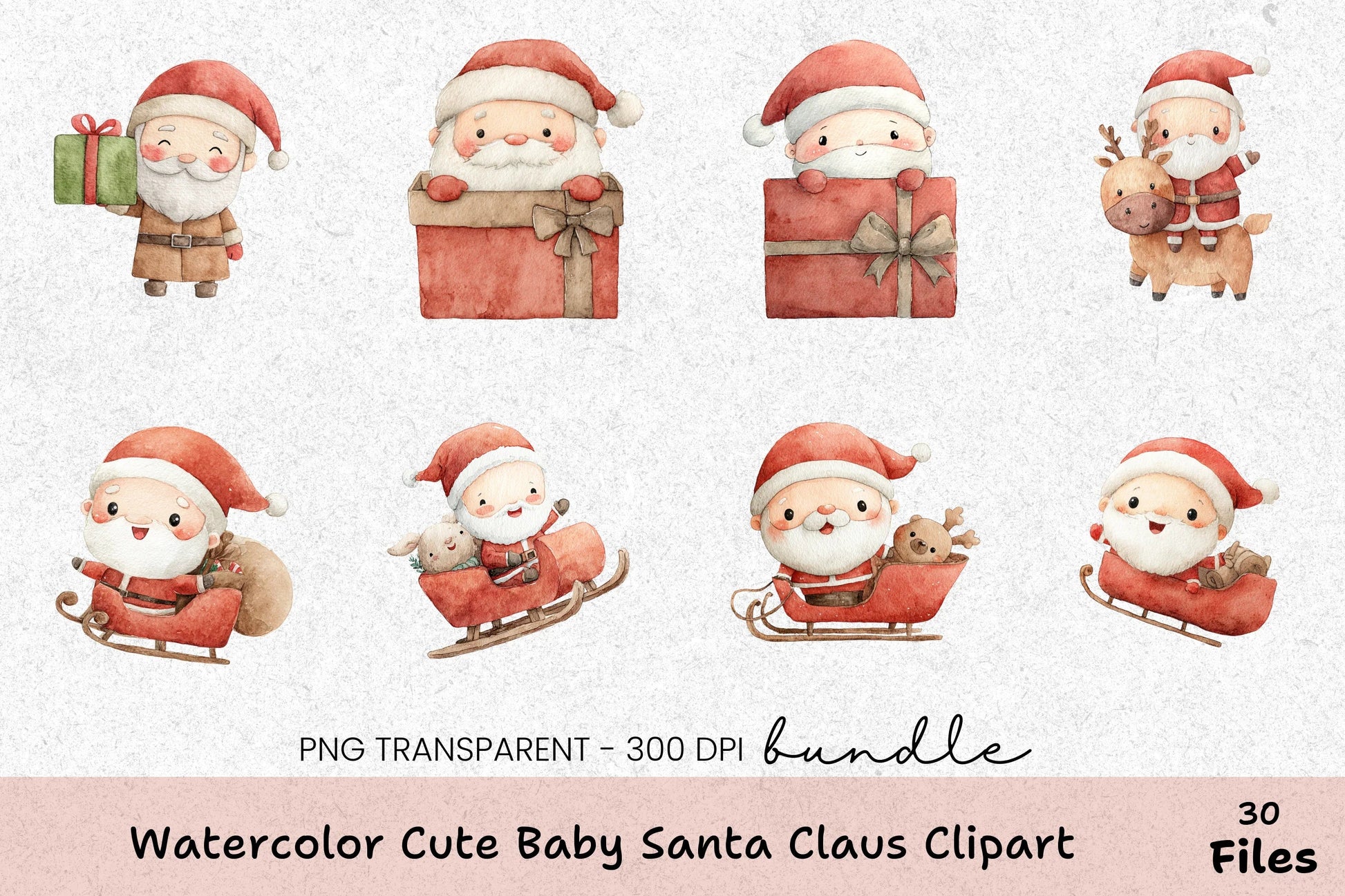 Cute Baby Santa Claus Clipart Bundle - CraftNest - Digital Crafting and Art