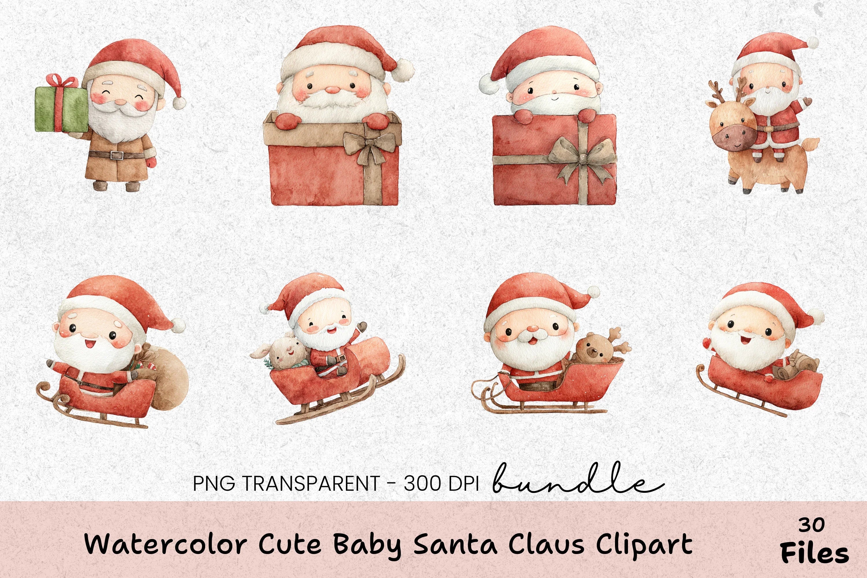 Cute Baby Santa Claus Clipart Bundle - CraftNest - Digital Crafting and Art