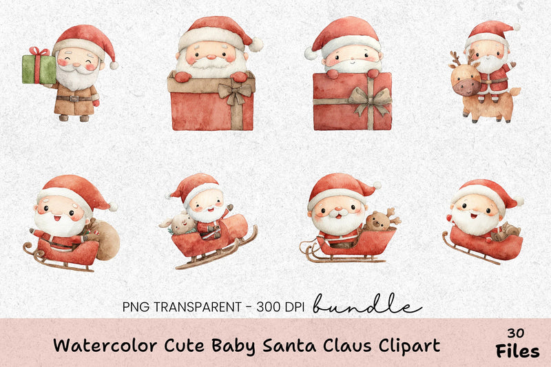Cute Baby Santa Claus Clipart Bundle - CraftNest - Digital Crafting and Art