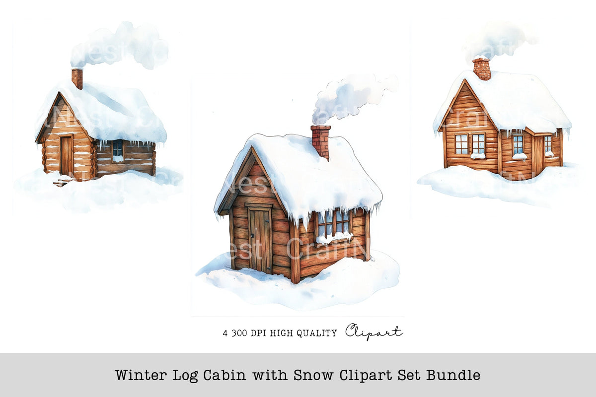 Winter Cabin With Snow Clipart Log Book