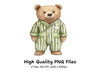 Cute Bear in Green Striped Pajamas Clipart Bundle