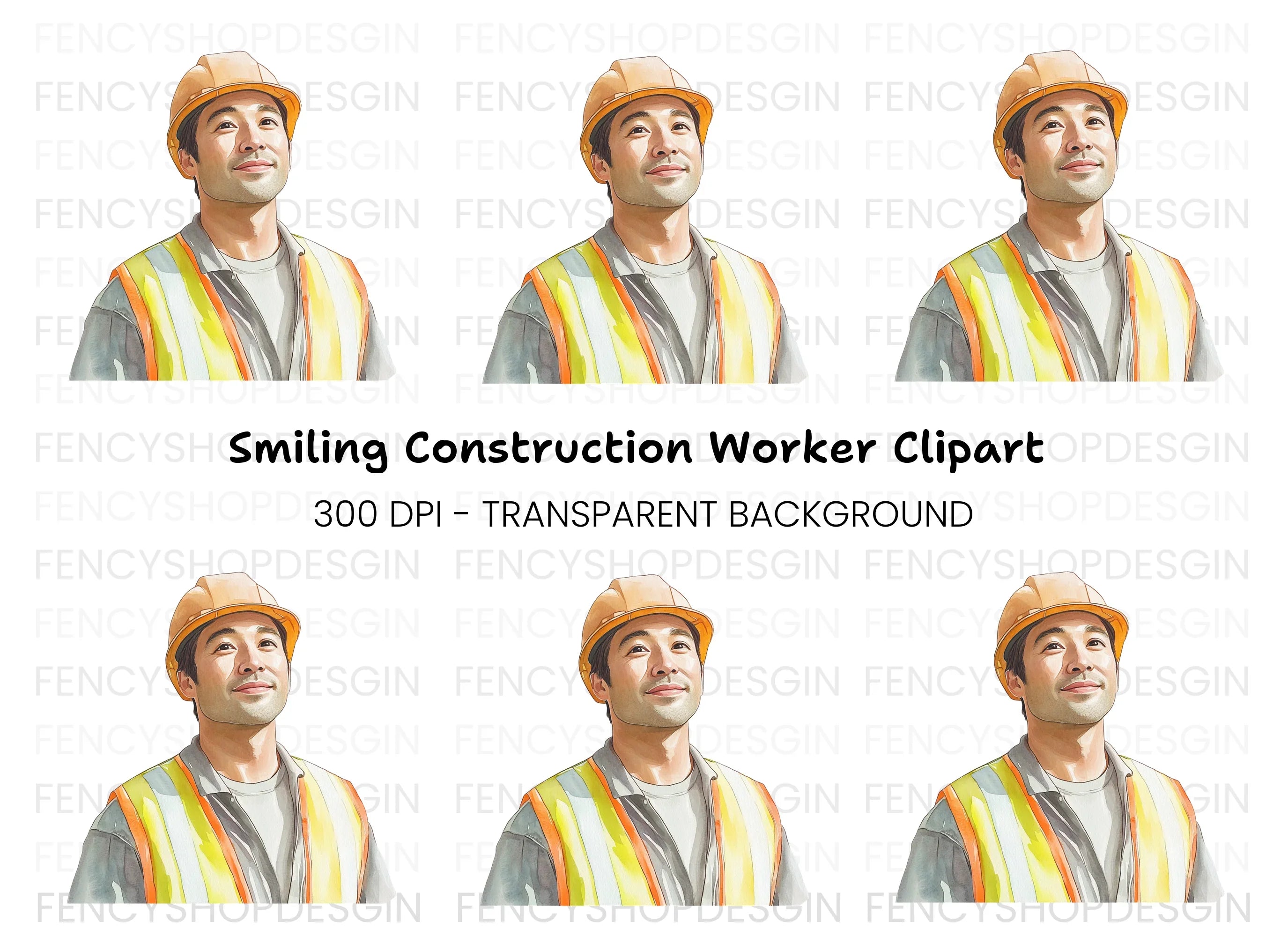 Confident Male Construction Worker Clipart Bundle