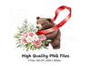 Cute Bear with Red Ribbon Clipart Bundle