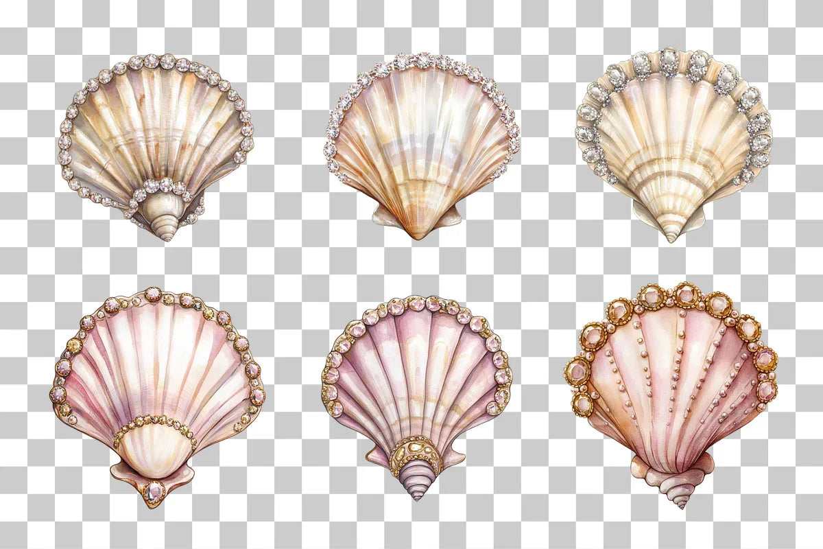 Jeweled Seashell Clipart Bundle - CraftNest - Digital Crafting and Art