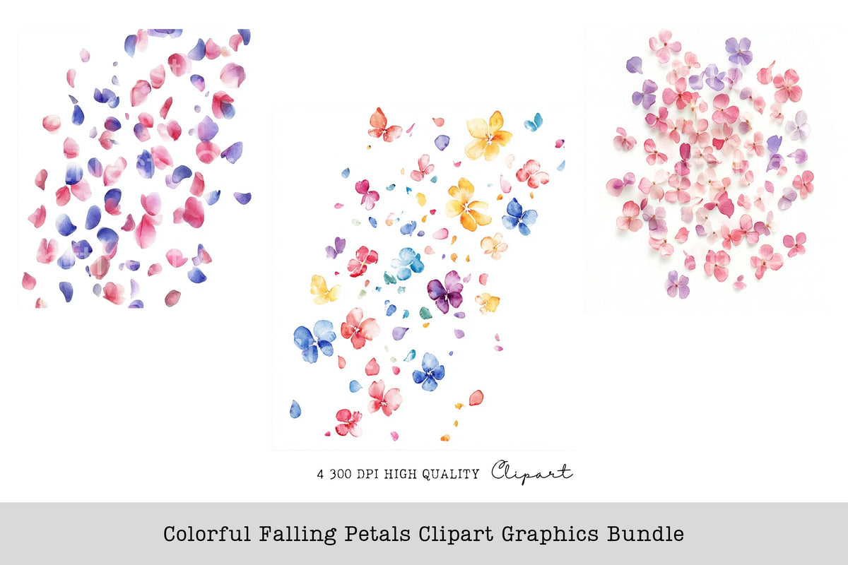 Colorful Falling Petals Graphics Clipart Bundle