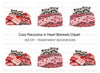 Raccoons in Heart Blankets Clipart Bundle