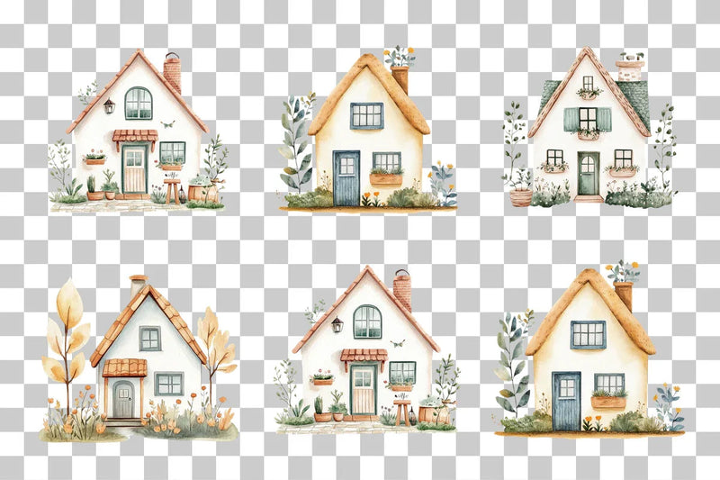 Holiday House Clipart Bundle - CraftNest - Digital Crafting and Art
