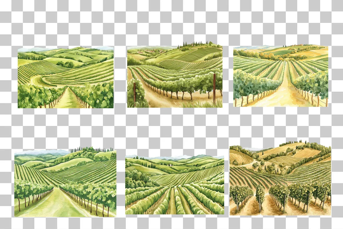 Tuscan Vineyard Landscape Clipart Bundle - CraftNest - Digital Crafting and Art
