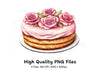 Elegant Pink Rose Cake Clipart Bundle