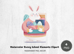 Bunny School Elements Clipart Bundle - CraftNest - Digital Crafting and Art