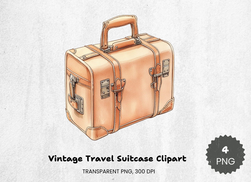 Vintage Travel Suitcase Clipart Bundle - CraftNest - Digital Crafting and Art