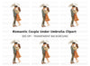 Romantic Couple Under Umbrella Clipart Bundle