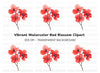 Vibrant Red Floral Clipart Bundle