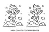 Happy Boy Playing in Snow Coloring Books