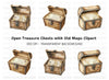 Pirate Treasure Chest with Map Clipart Bundle
