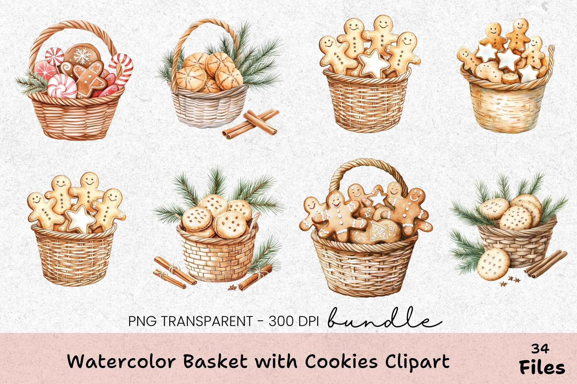 Basket with Cookies Clipart Bundle - CraftNest - Digital Crafting and Art