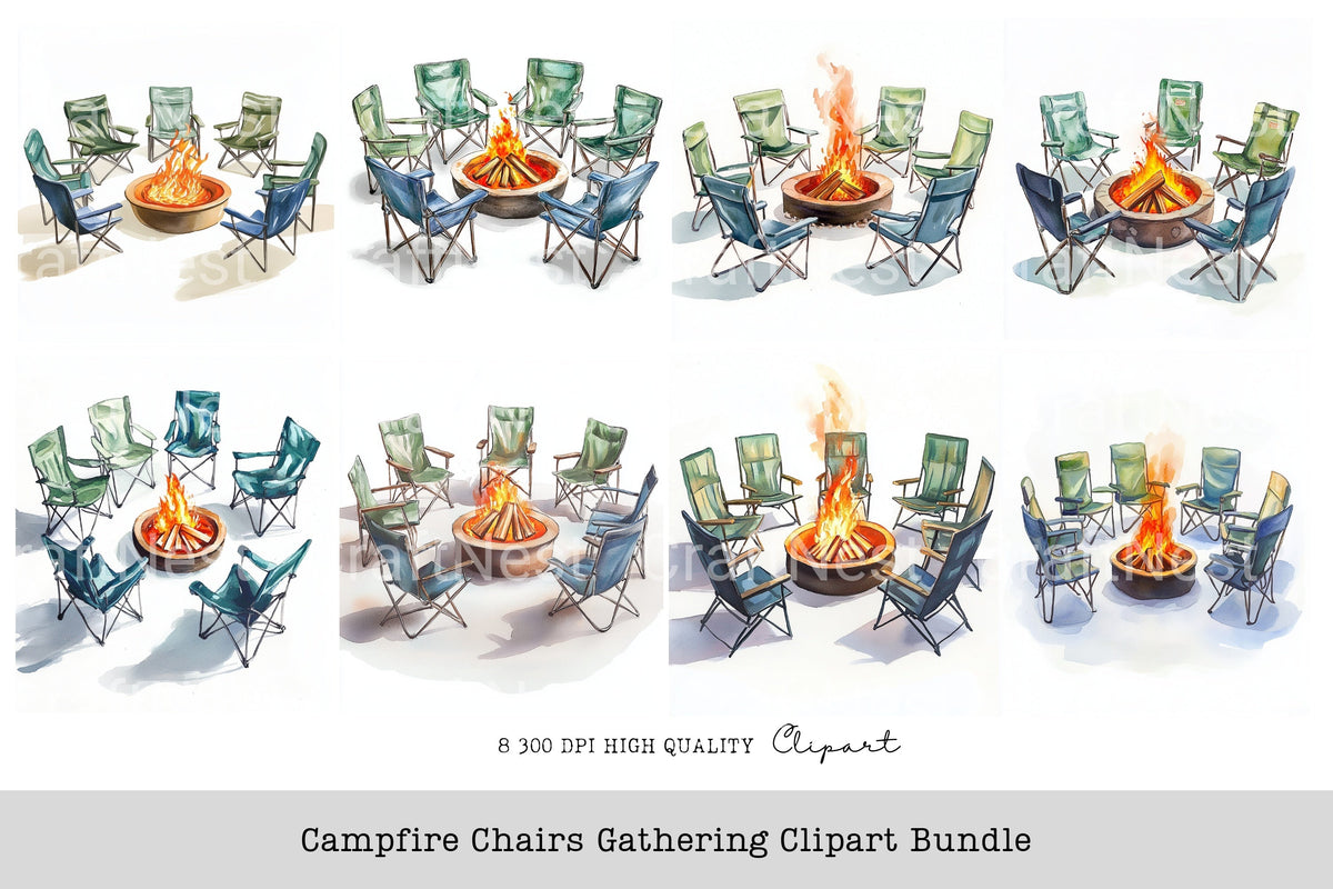 Campfire Chairs Gathering Clipart Bundle
