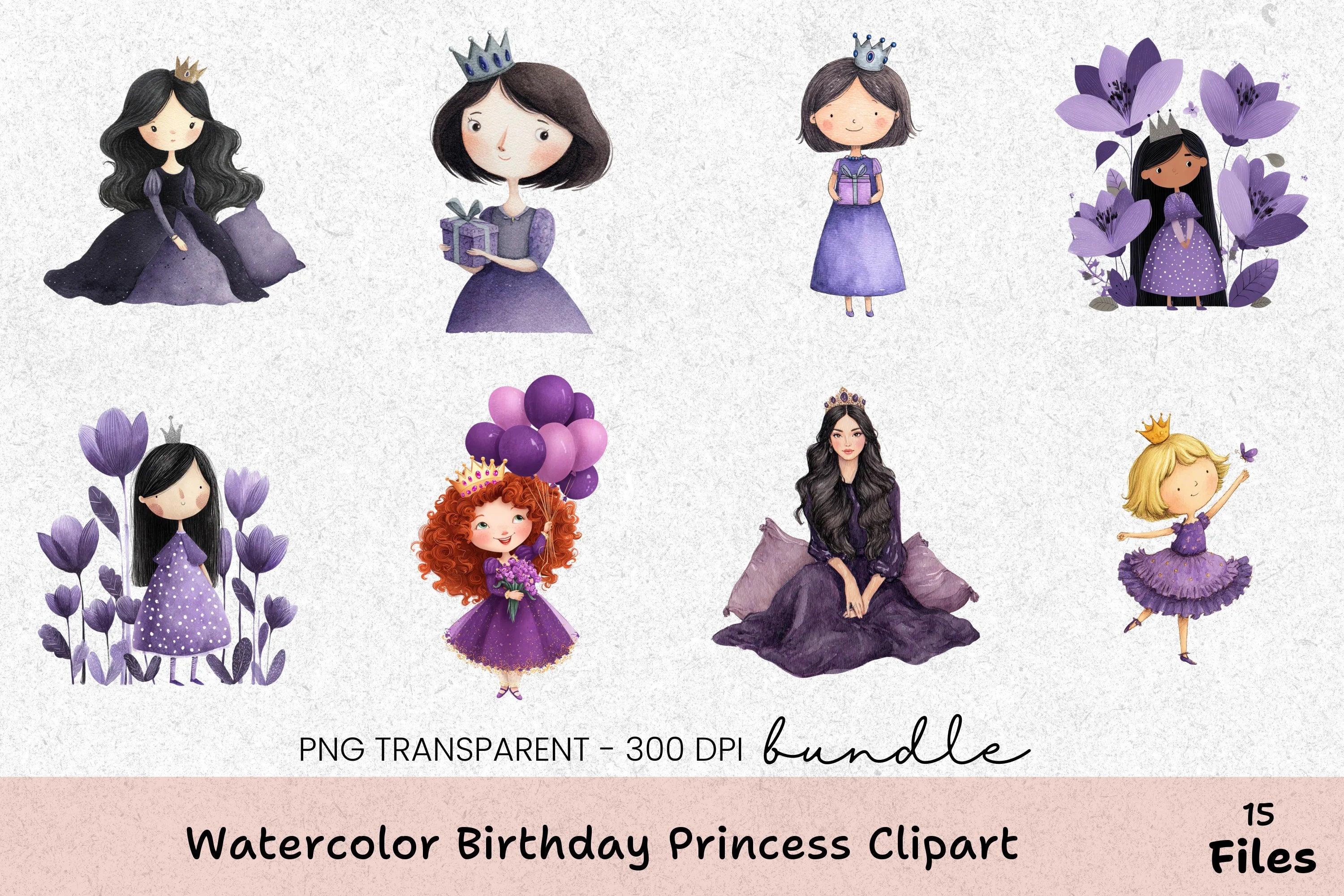 Birthday Princess Clipart Bundle - CraftNest - Digital Crafting and Art