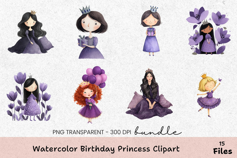 Birthday Princess Clipart Bundle - CraftNest - Digital Crafting and Art