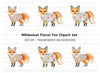 Floral Foxes Clipart Bundle