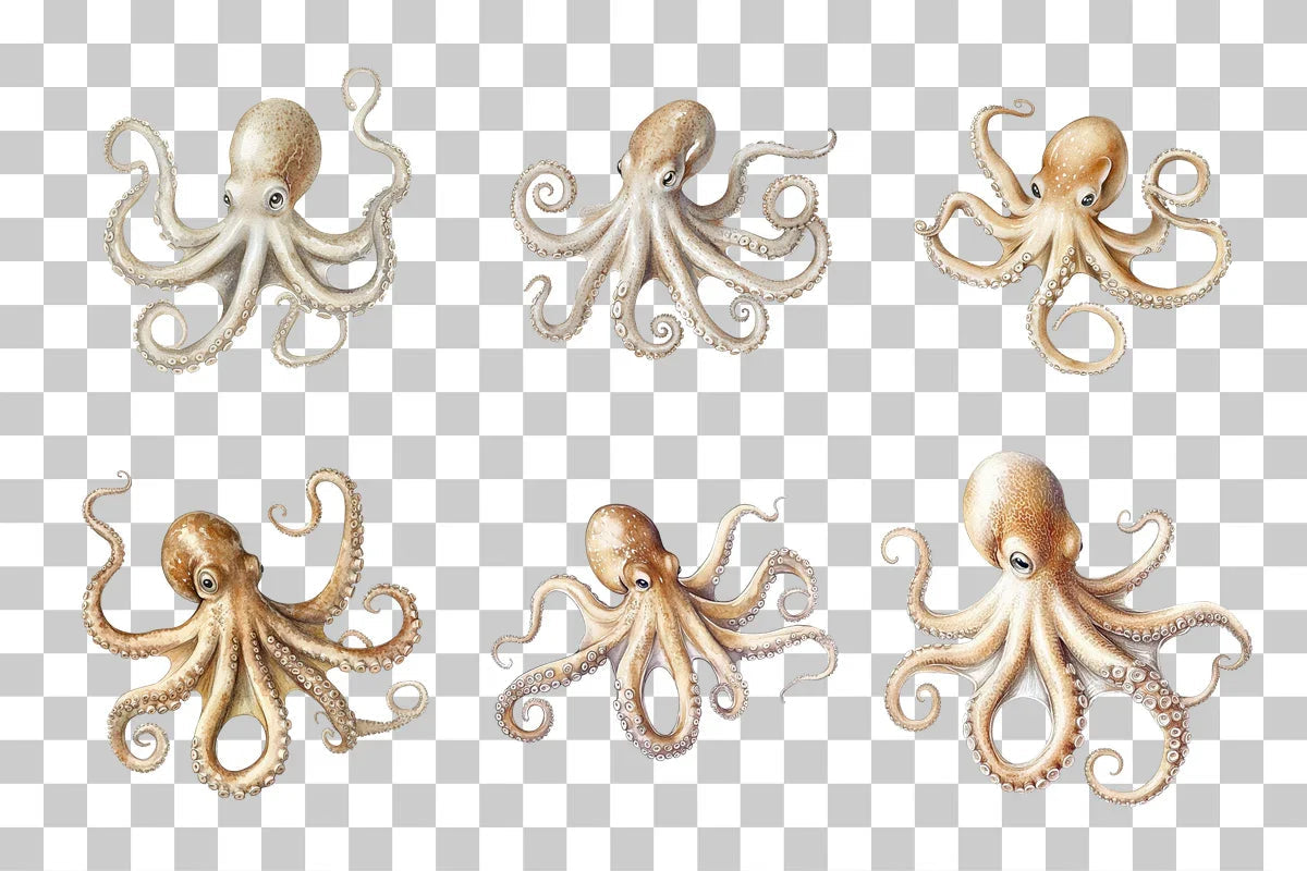Vintage Octopus Sketch Illustration Clipart Bundle - CraftNest - Digital Crafting and Art