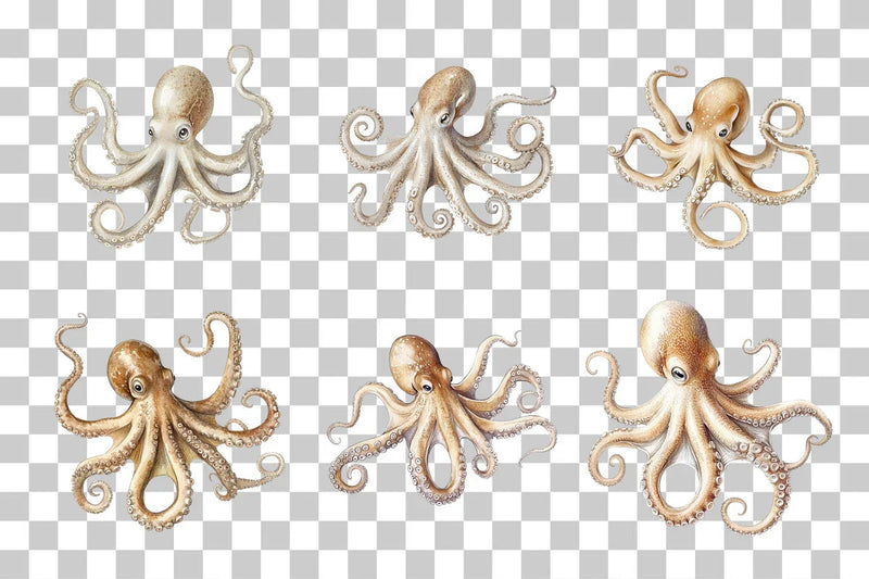 Vintage Octopus Sketch Illustration Clipart Bundle - CraftNest - Digital Crafting and Art
