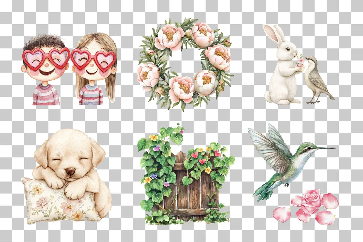 Charming Animals and Floral Elements Clipart Bundle - CraftNest - Digital Crafting and Art