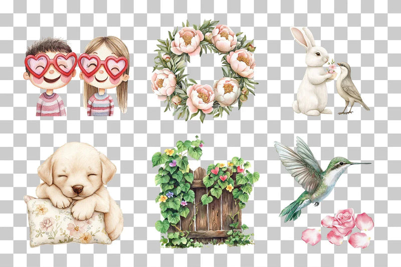 Charming Animals and Floral Elements Clipart Bundle - CraftNest - Digital Crafting and Art