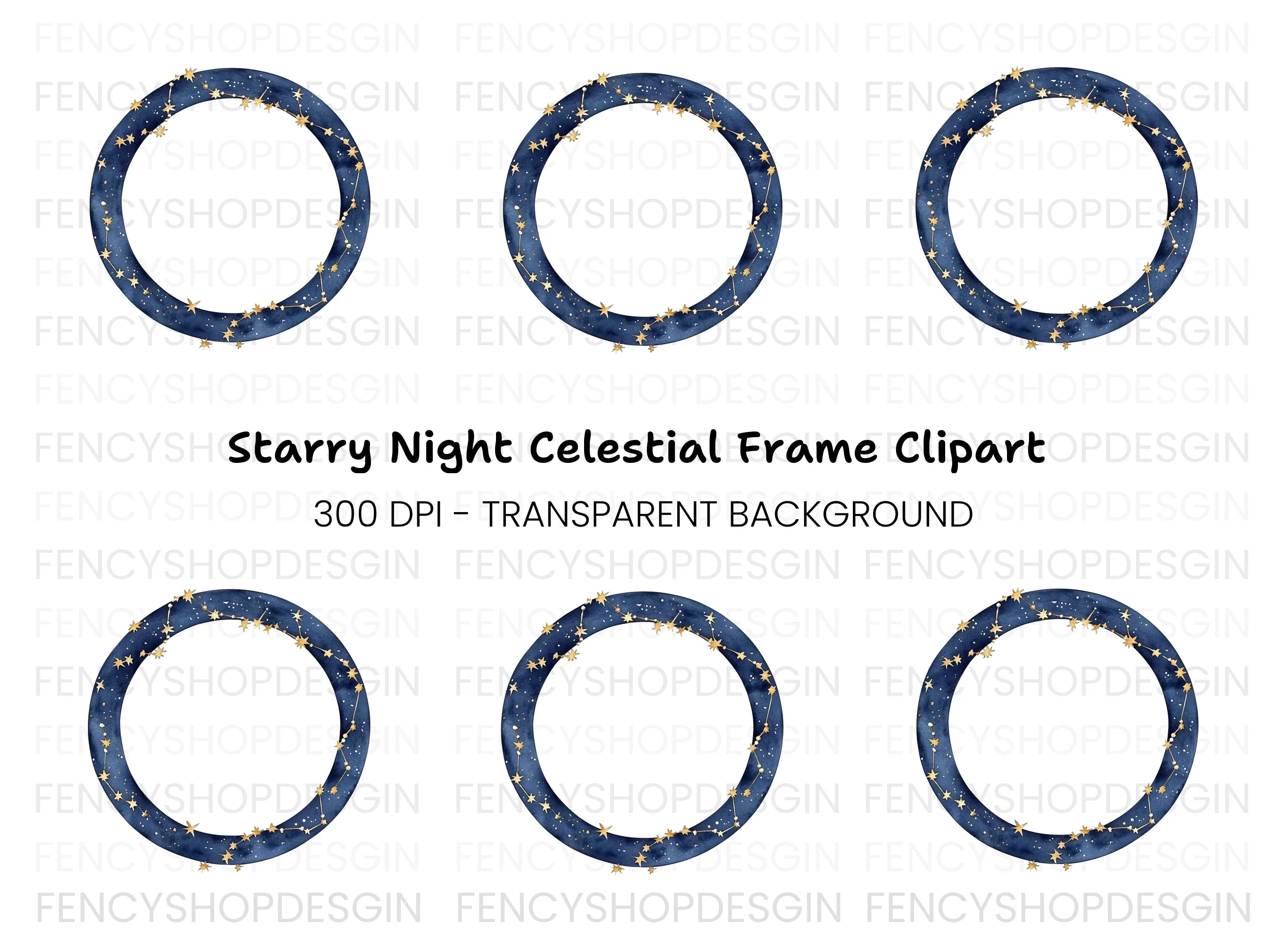 Celestial Constellation Frame Clipart Bundle