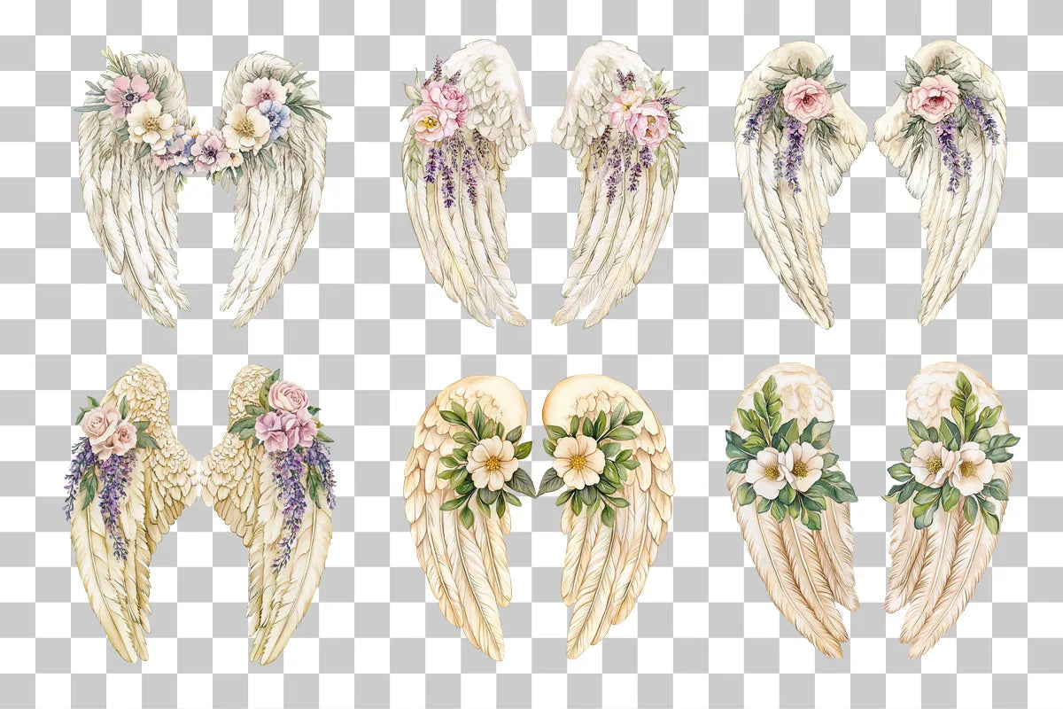 Floral Angel Wings Clipart Bundle - CraftNest - Digital Crafting and Art