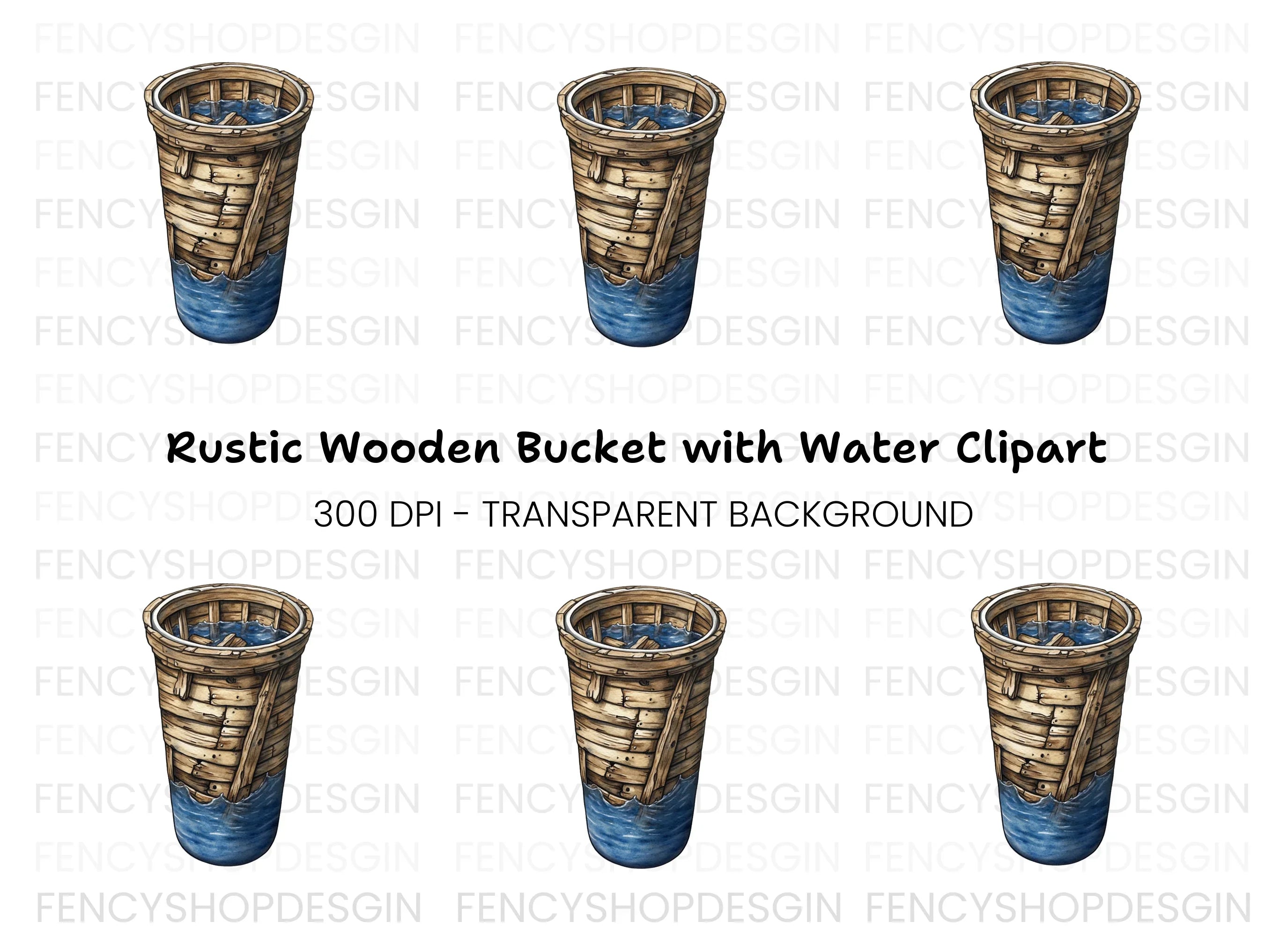Wooden Barrel Water Clipart Bundle