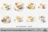 Vintage Floral Teacups Clipart Bundle