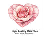 Pink Rose Heart Clipart Bundle