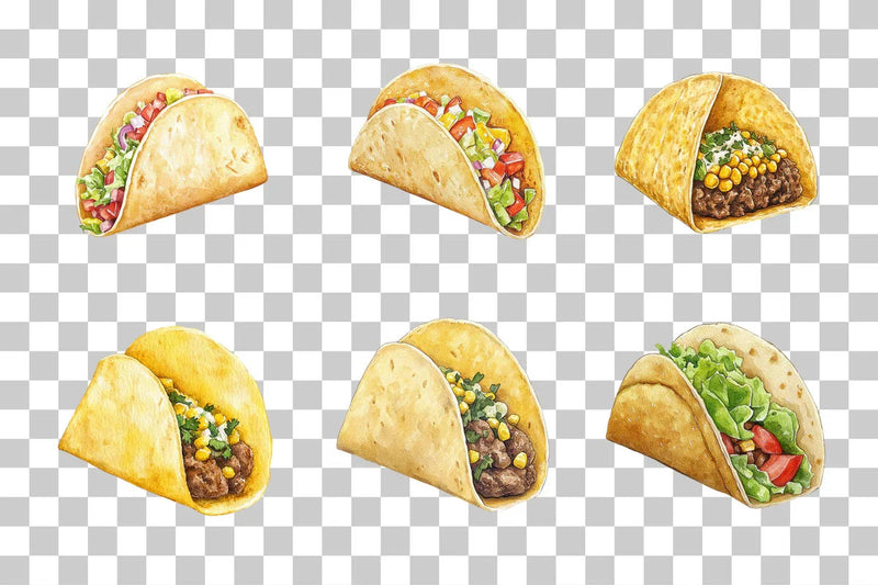 Taco Mexican Food Illustration Clipart Bundle - CraftNest - Digital Crafting and Art