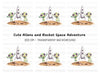 Cute Aliens and Rocket Ship Clipart Bundle