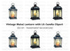 Vintage Lantern with Lit Candle Clipart Bundle