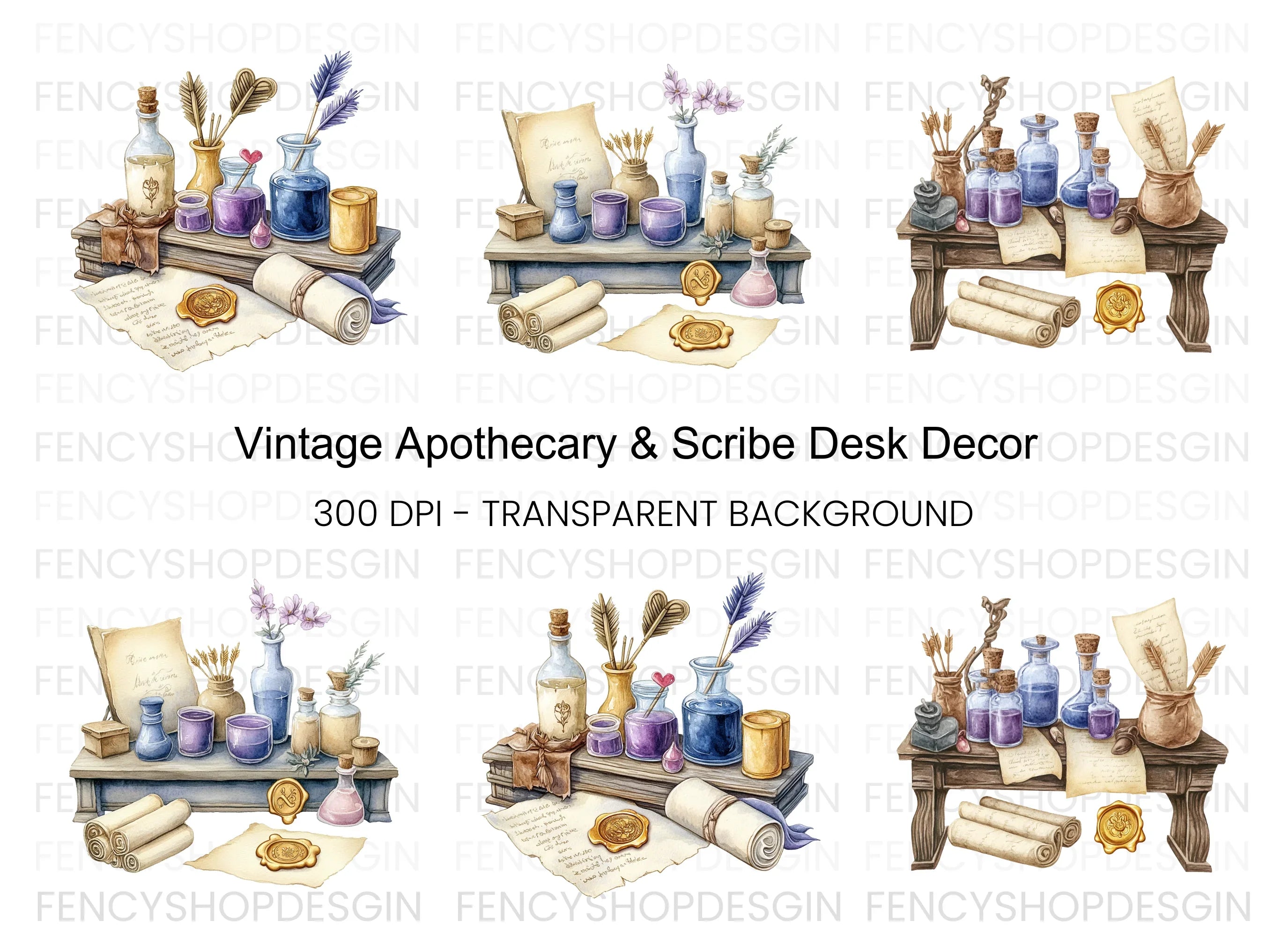 Vintage Apothecary Writing Clipart Bundle