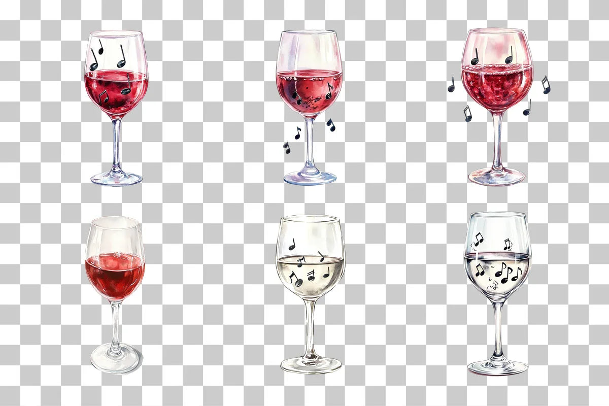 Wine Glass Music Notes Clipart Bundle - CraftNest - Digital Crafting and Art